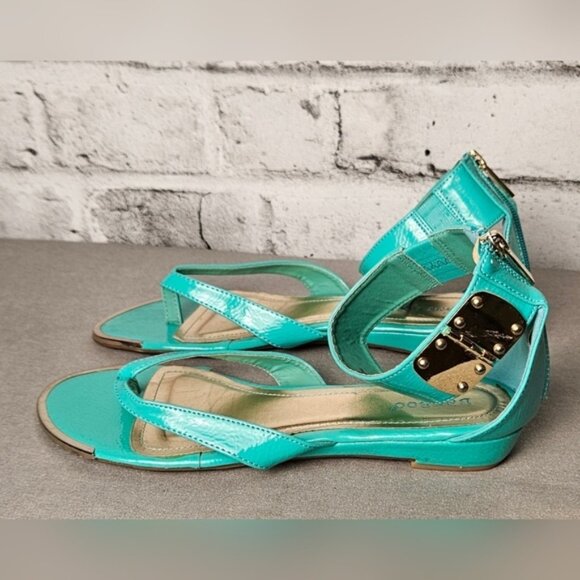 Bamboo Turquoise Ankle Strap Sandals - Picture 3 of 9